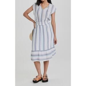 Rails Womens Aegean Blue Striped Ashlyn Linen Blend Dress Small